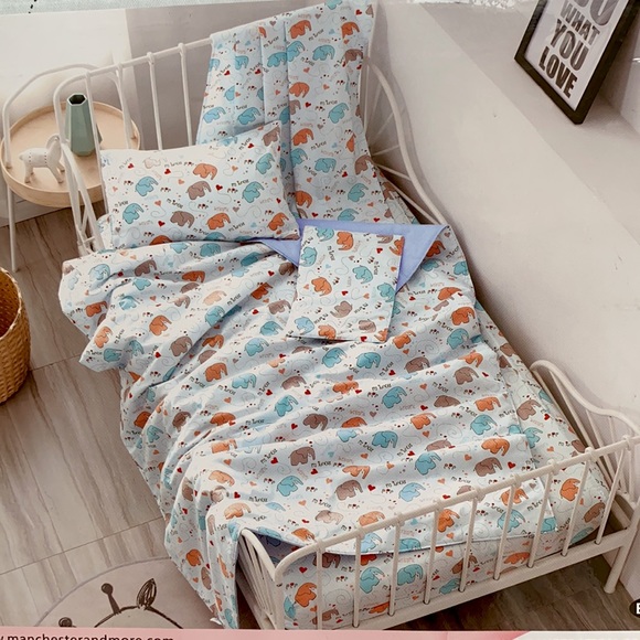 Baby Comforter Set 2pc 100% Cotton Elephants - Picture 3 of 4